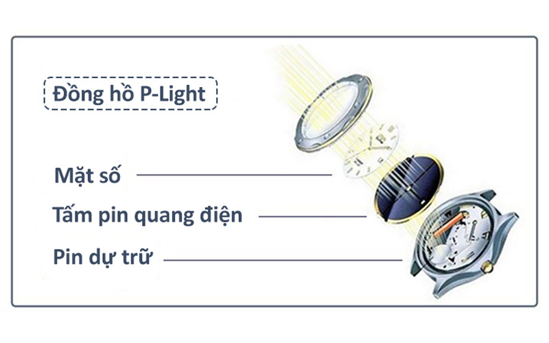 Đồng hồ chạy bằng năng lượng ánh sáng P-Light